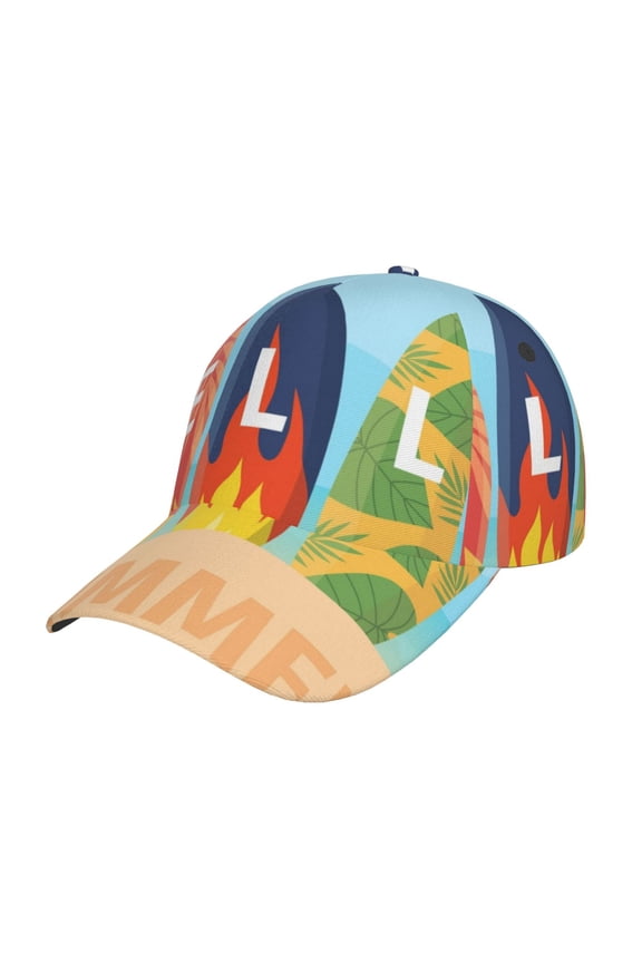 Unisex Hello Summer3 Pattern Baseball Cap Unisex Washed Classic Adjustable Hat