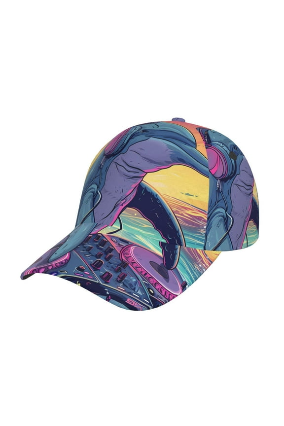 Unisex Hip-Hop DJ Dolphin Pattern Baseball Cap Unisex Washed Classic Adjustable Hat