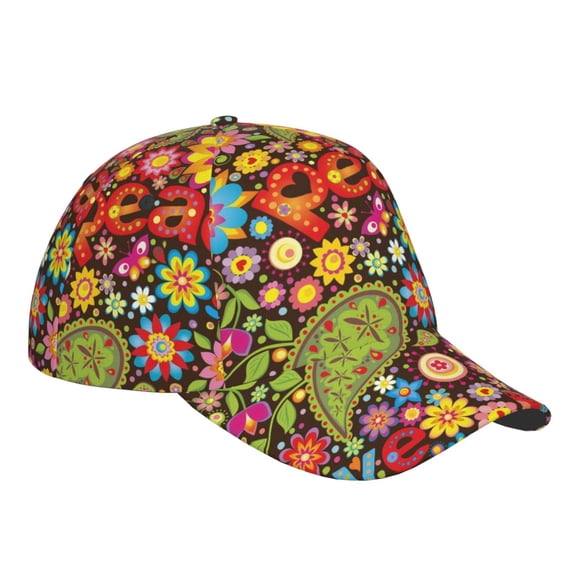 Kdxio Unisex Hippie Peace Love Pattern Baseball Cap Unisex Washed Classic Adjustable Hat