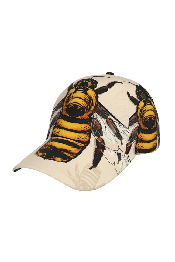 Unisex Honey Bee Pattern Baseball Cap Unisex Washed Classic Adjustable Hat