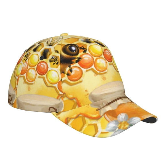 Kdxio Unisex Honey Bee Pattern Baseball Cap Unisex Washed Classic Adjustable Hat