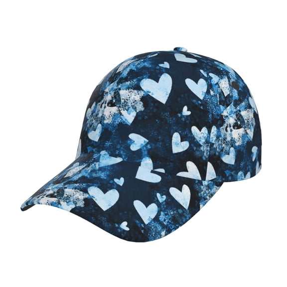 Kdxio Unisex Ice Blue Heart Pattern Baseball Cap Unisex Washed Classic Adjustable Hat