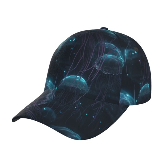 Kdxio Unisex Ice blue light spot jellyfish Pattern Baseball Cap Unisex Washed Classic Adjustable Hat