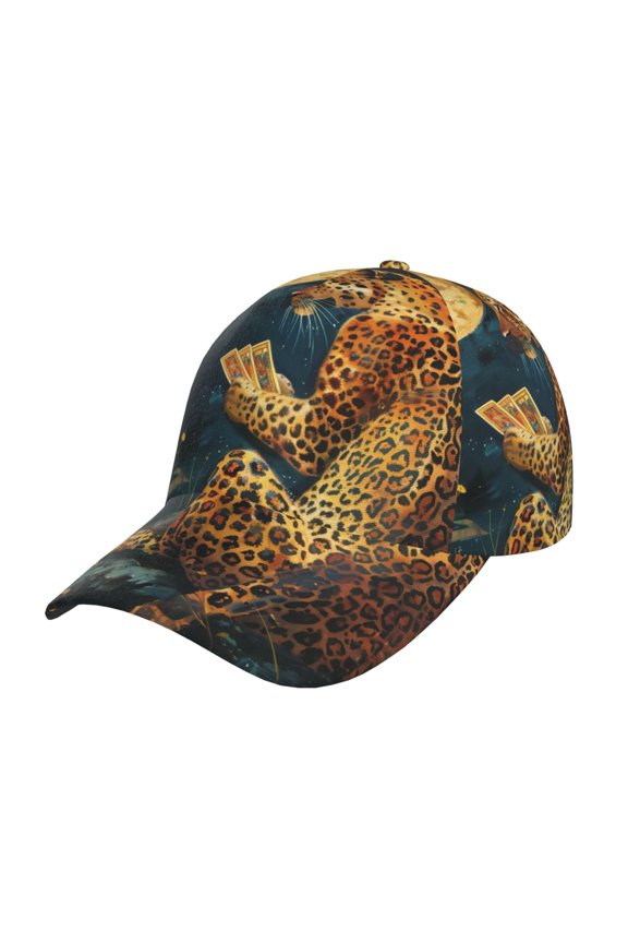 Unisex Leopard Reading Tarot Cards Pattern Baseball Cap Unisex Washed Classic Adjustable Hat