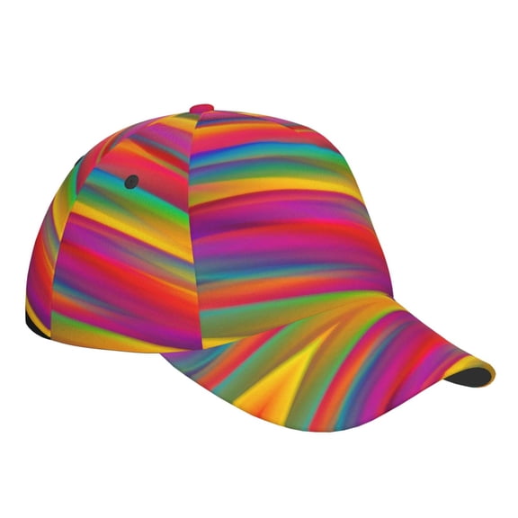 Kdxio Unisex Lines Multicolored Rainbow Pattern Baseball Cap Unisex Washed Classic Adjustable Hat