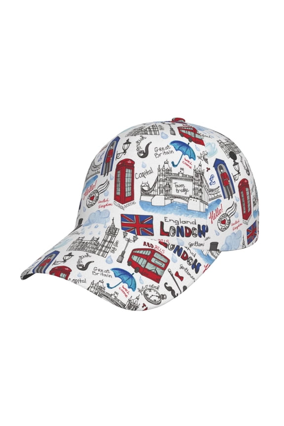 Unisex London Landmark2 Pattern Baseball Cap Unisex Washed Classic Adjustable Hat