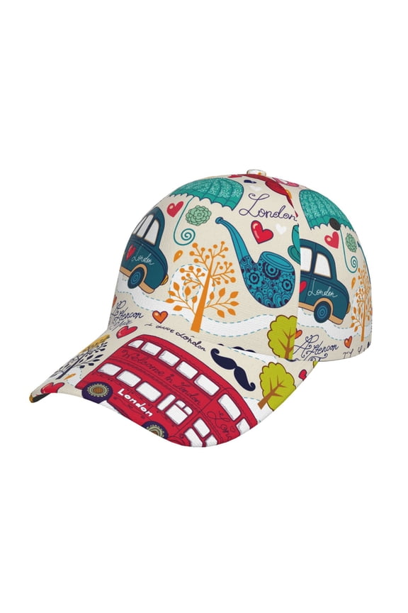 Unisex London Symbols Pattern Baseball Cap Unisex Washed Classic Adjustable Hat