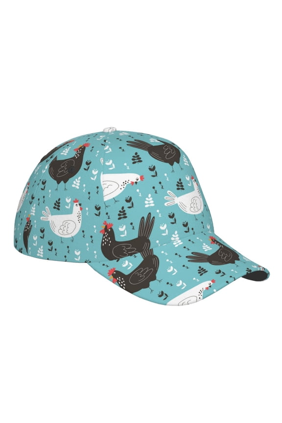 Unisex Lovely Roosters Pattern Baseball Cap Unisex Washed Classic Adjustable Hat