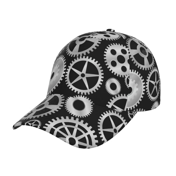 Kdxio Unisex Metallic Gears Pattern Baseball Cap Unisex Washed Classic Adjustable Hat