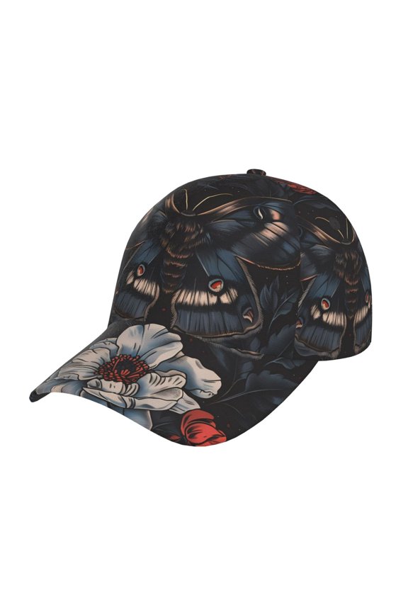 Unisex Midnight Butterfly Floral Dream Pattern Baseball Cap Unisex Washed Classic Adjustable Hat