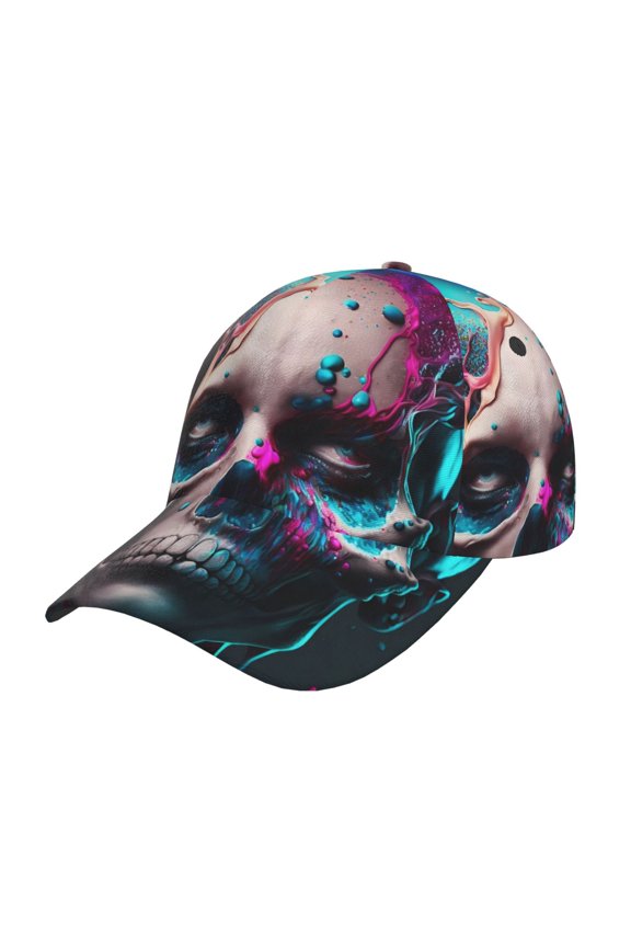 Unisex Modern Abstract Colorful Skull B Pattern Baseball Cap Unisex Washed Classic Adjustable Hat