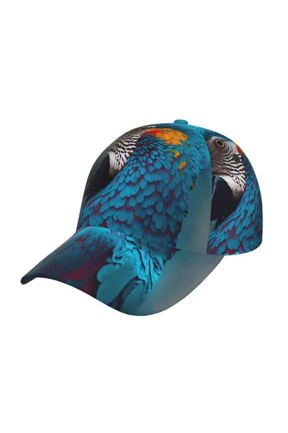 Unisex Modern Style Blue Parrot Pattern Baseball Cap Unisex Washed Classic Adjustable Hat