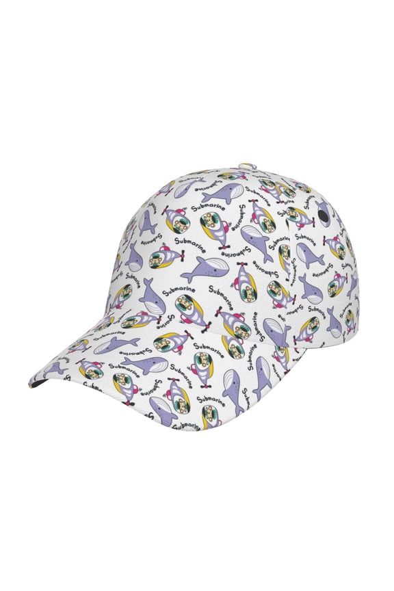 Unisex Monkey Submarine Captain Pattern Baseball Cap Unisex Washed Classic Adjustable Hat