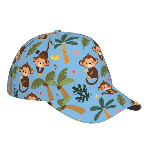 Kdxio Unisex Monkeys Swinging from Palms Pattern Baseball Cap Unisex Washed Classic Adjustable Hat