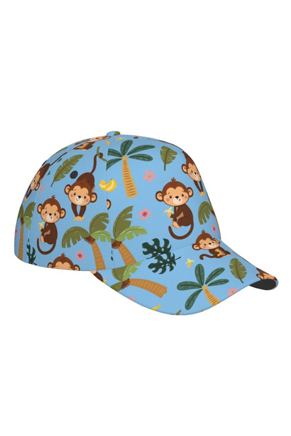 Unisex Monkeys Swinging from Palms Pattern Baseball Cap Unisex Washed Classic Adjustable Hat