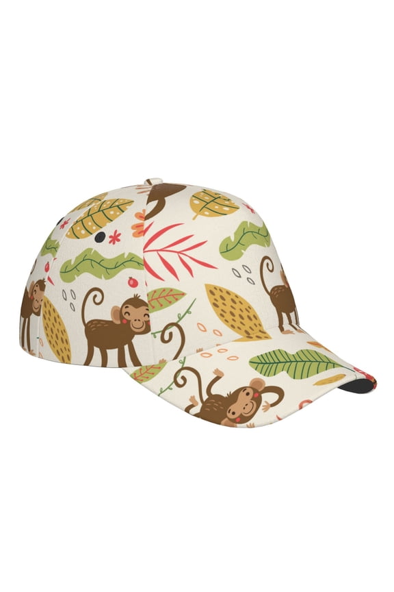 Unisex Monkeys in the Jungle Pattern Baseball Cap Unisex Washed Classic Adjustable Hat