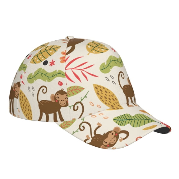 Kdxio Unisex Monkeys in the Jungle Pattern Baseball Cap Unisex Washed Classic Adjustable Hat