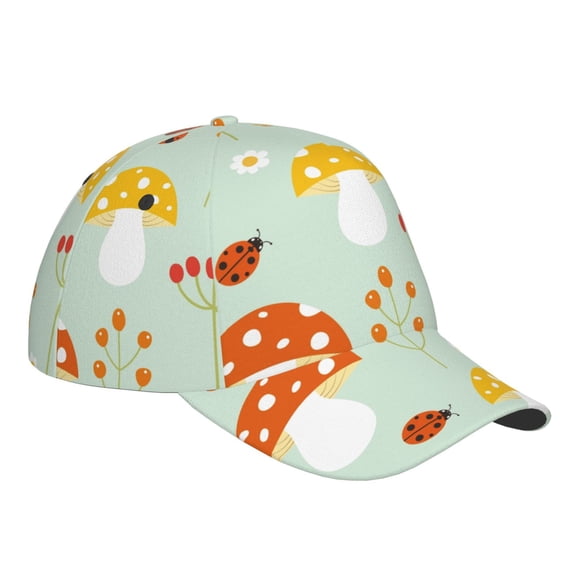 Kdxio Unisex Mushroom Bee Pattern Baseball Cap Unisex Washed Classic Adjustable Hat