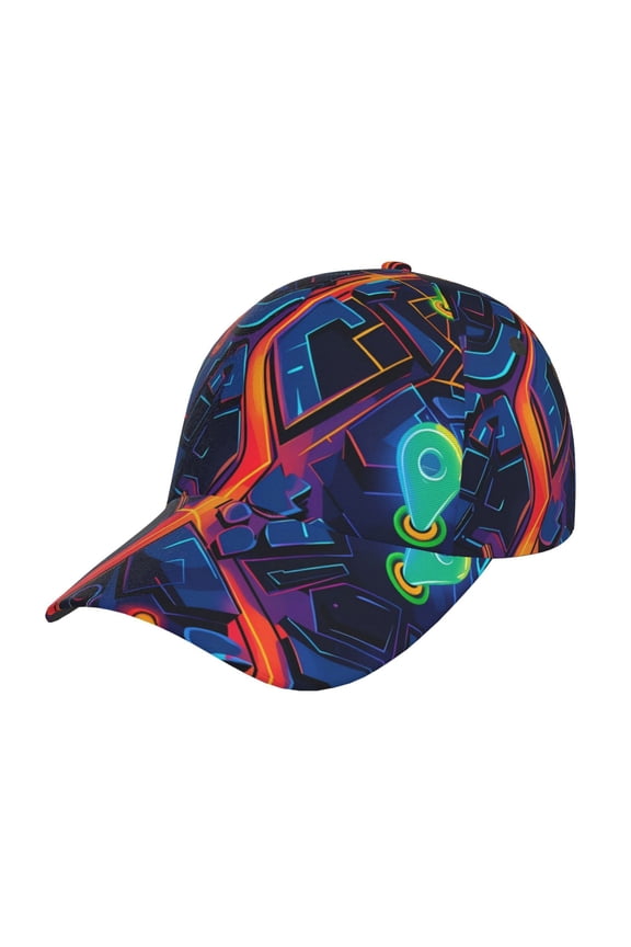 Unisex Neon City Map Pattern Baseball Cap Unisex Washed Classic Adjustable Hat