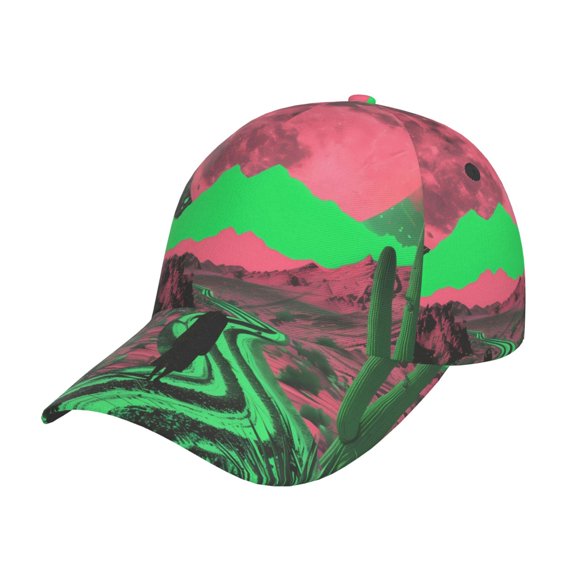 Kdxio Unisex Neon Desert Moon Pattern Baseball Cap Unisex Washed Classic Adjustable Hat