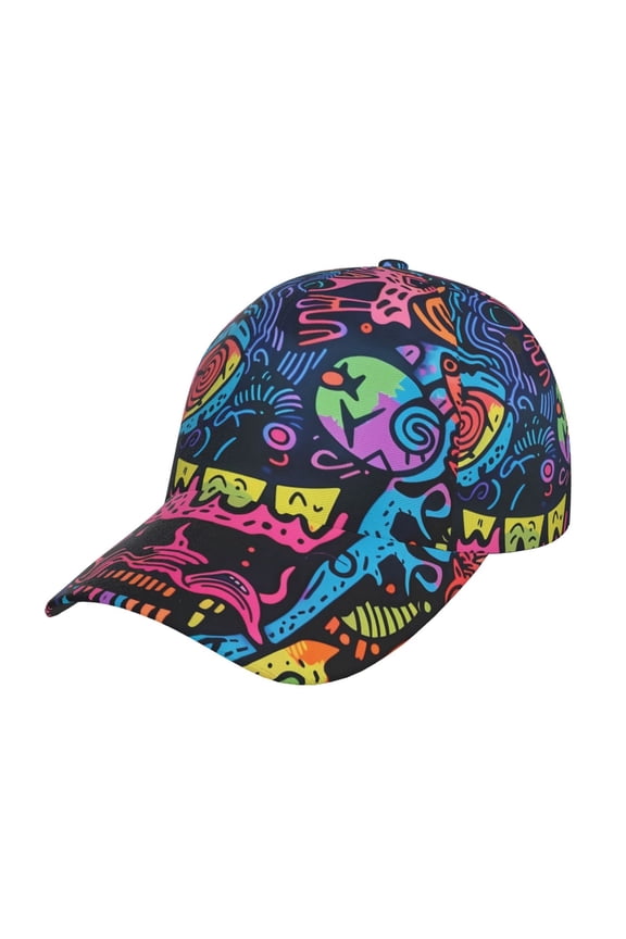 Unisex Neon Graffiti Urban Art Pattern Baseball Cap Unisex Washed Classic Adjustable Hat