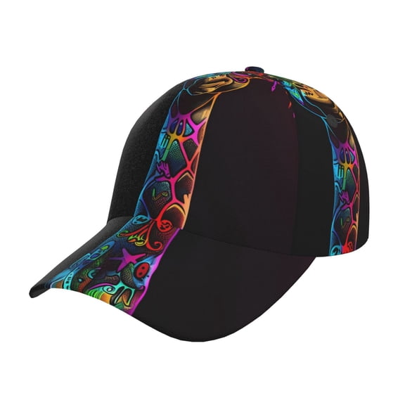Kdxio Unisex Neon Psychedelic Giraffe Pattern Baseball Cap Unisex Washed Classic Adjustable Hat