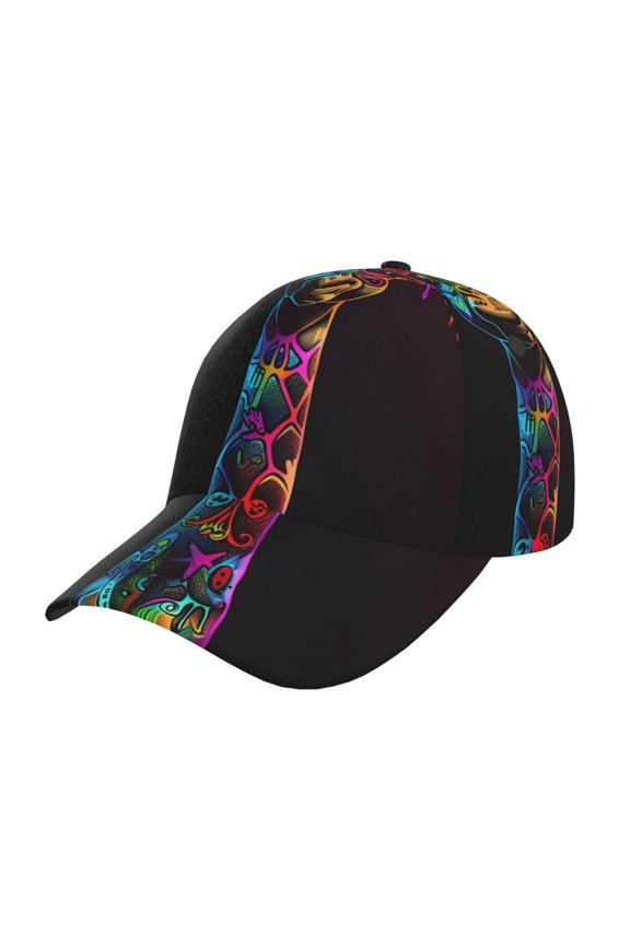 Unisex Neon Psychedelic Giraffe Pattern Baseball Cap Unisex Washed Classic Adjustable Hat