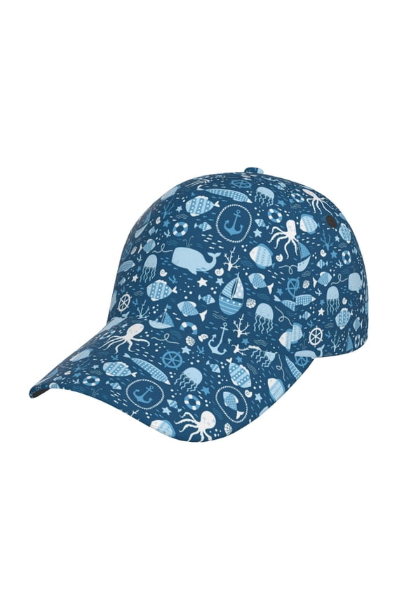 Unisex Octopus And Whale Pattern Baseball Cap Unisex Washed Classic Adjustable Hat