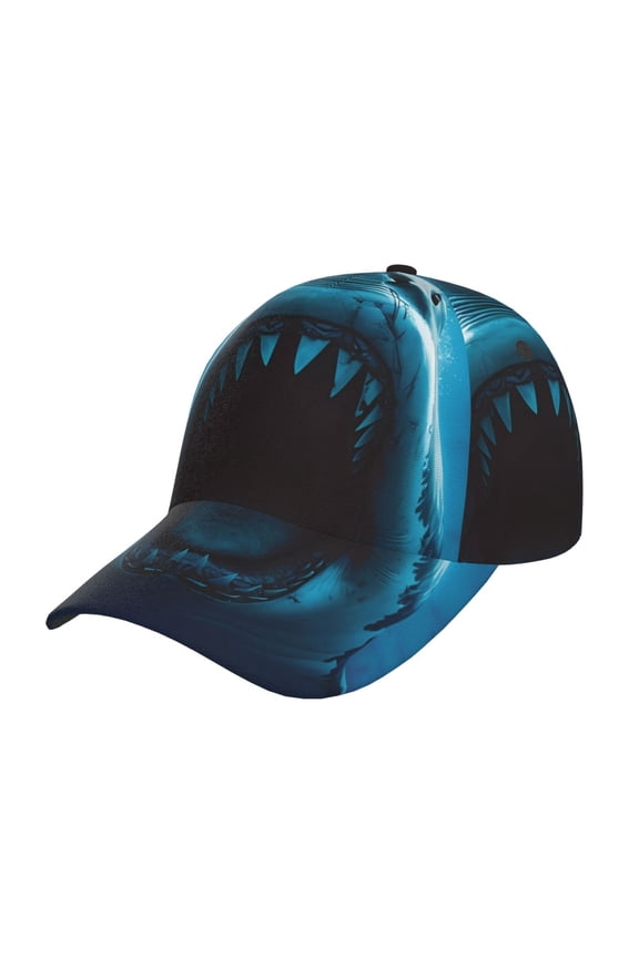 Unisex Open-Mouthed Shark Pattern Baseball Cap Unisex Washed Classic Adjustable Hat