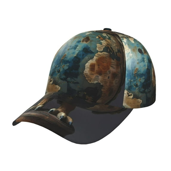 Kdxio Unisex Owl Globe Sculpture Pattern Baseball Cap Unisex Washed Classic Adjustable Hat