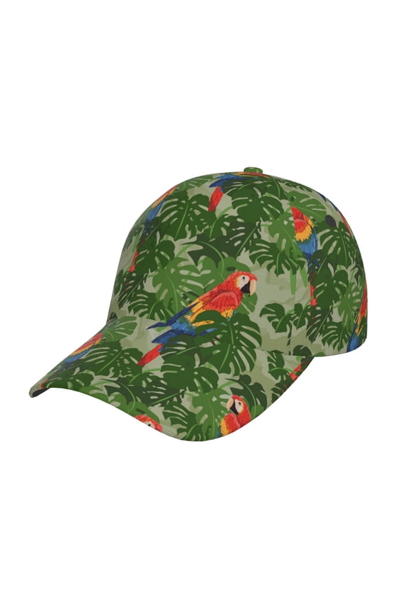 Unisex Parrots And Tropical Leaves Pattern Baseball Cap Unisex Washed Classic Adjustable Hat