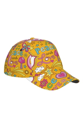 Unisex Peace Love and Dove Flower Power Pattern Baseball Cap Unisex Washed Classic Adjustable Hat