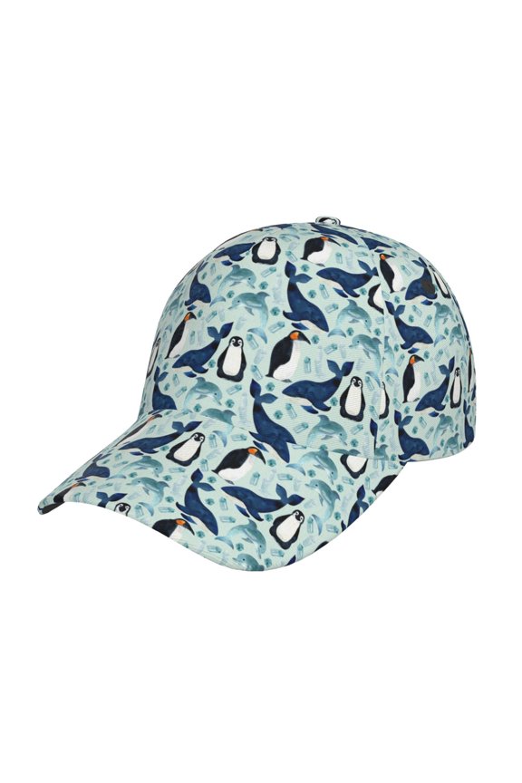 Unisex Penguins Dolphins Whales Pattern Baseball Cap Unisex Washed Classic Adjustable Hat