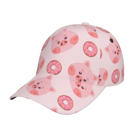 Kdxio Unisex Pigs Head And Donuts Pattern Baseball Cap Unisex Washed Classic Adjustable Hat