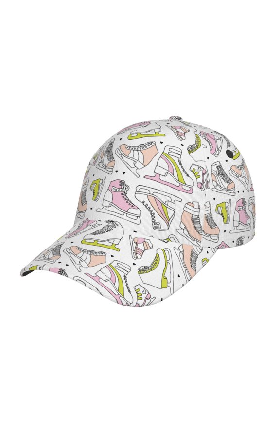 Unisex Pink skates Pattern Baseball Cap Unisex Washed Classic Adjustable Hat