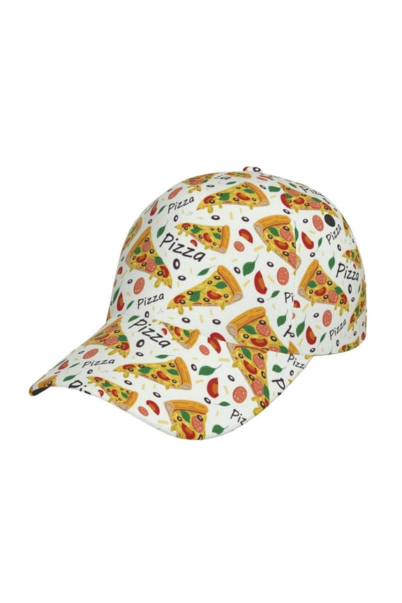 Unisex Pizza Slices Pattern Baseball Cap Unisex Washed Classic Adjustable Hat