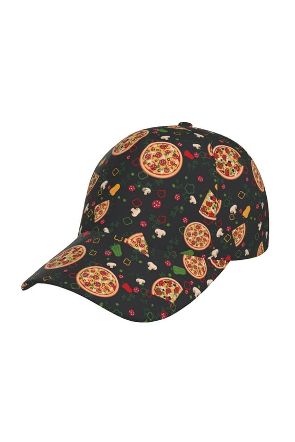 Unisex Pizzas Mushrooms Pattern Baseball Cap Unisex Washed Classic Adjustable Hat