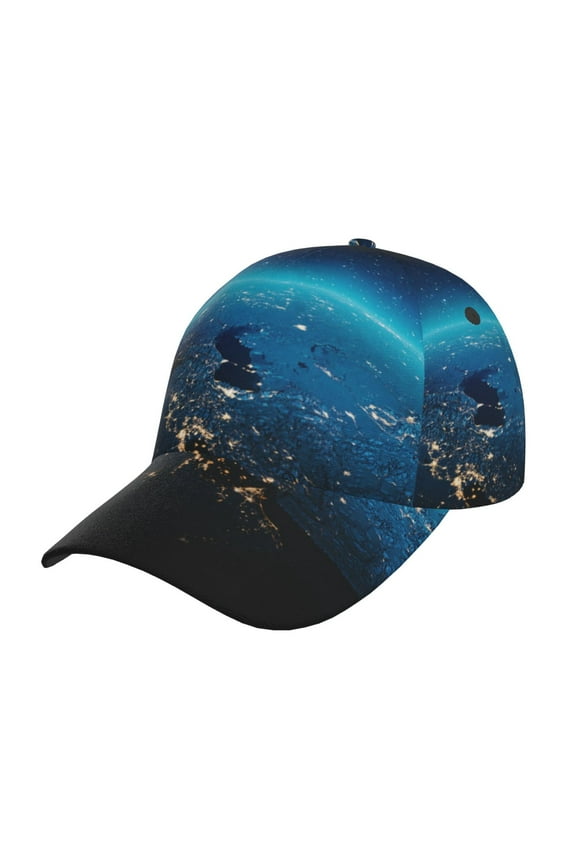 Unisex Planet Earth Pattern Baseball Cap Unisex Washed Classic Adjustable Hat