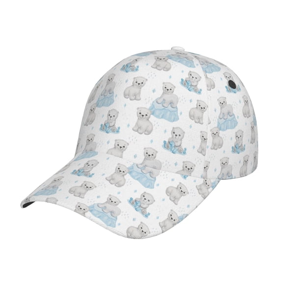 Kdxio Unisex Playful Polar Bear Pals Pattern Baseball Cap Unisex Washed Classic Adjustable Hat