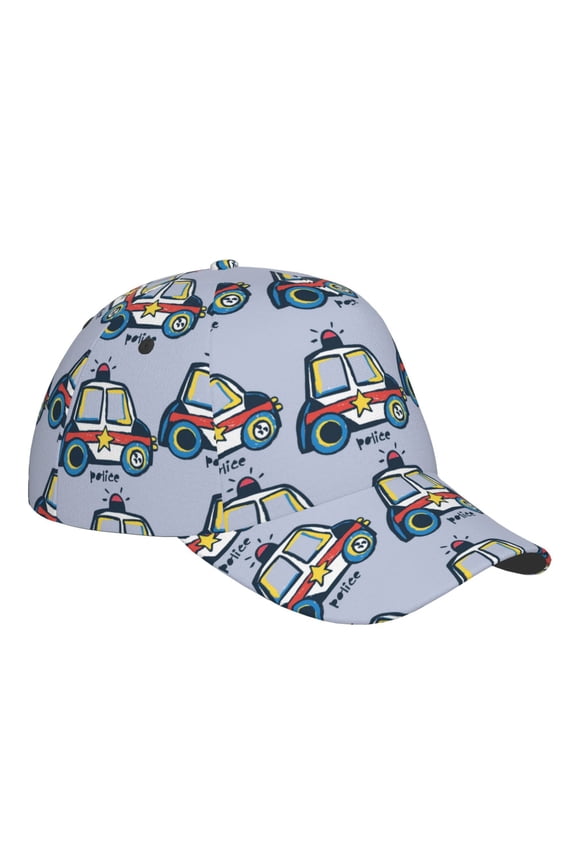Unisex Police Car Pattern Baseball Cap Unisex Washed Classic Adjustable Hat