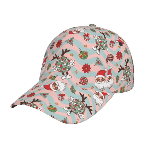 Kdxio Unisex Quirky Santa Reindeer Retro Wave Pattern Baseball Cap Unisex Washed Classic Adjustable Hat