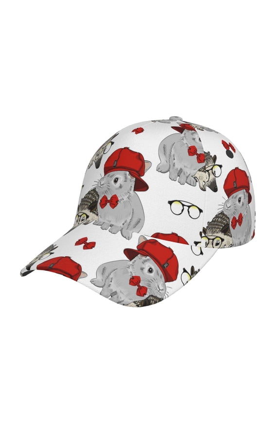 Unisex Rabbit And Hedgehog Pattern Baseball Cap Unisex Washed Classic Adjustable Hat