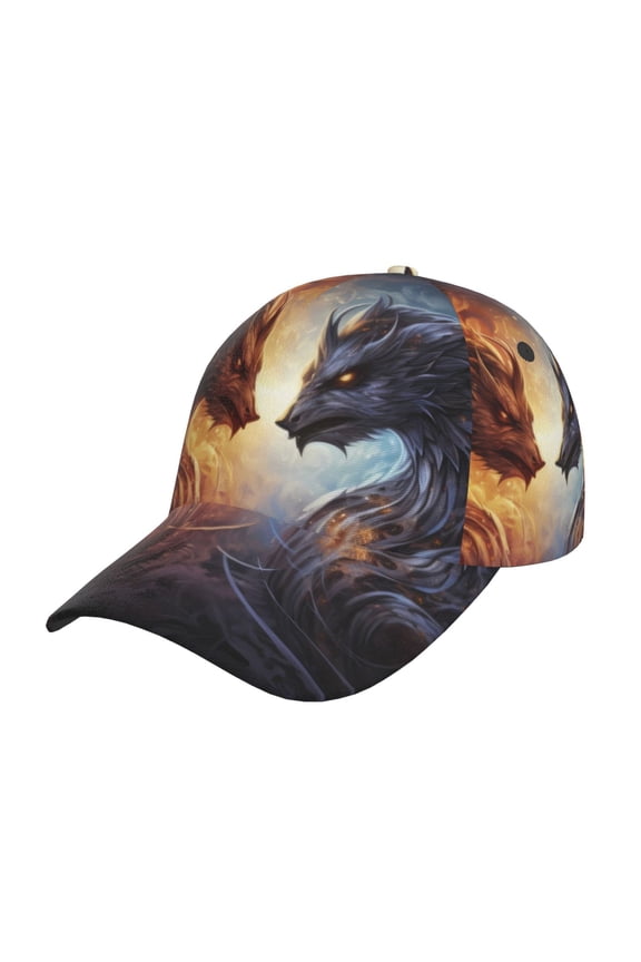 Unisex Red And White Beast Pattern Baseball Cap Unisex Washed Classic Adjustable Hat