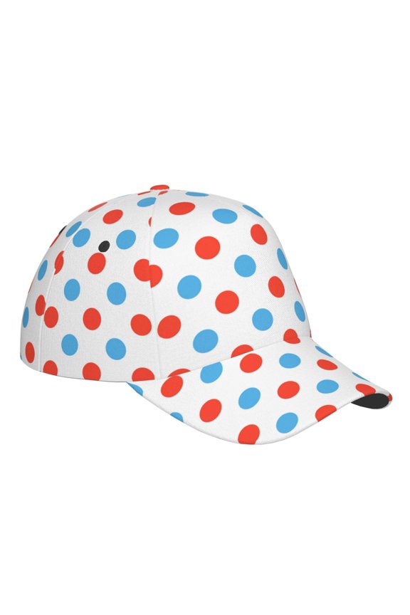 Unisex Red Blue Polka Dots Pattern Baseball Cap Unisex Washed Classic Adjustable Hat