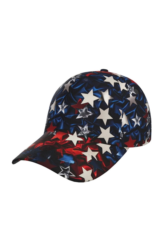 Unisex Red Blue White Stars Pattern Baseball Cap Unisex Washed Classic Adjustable Hat