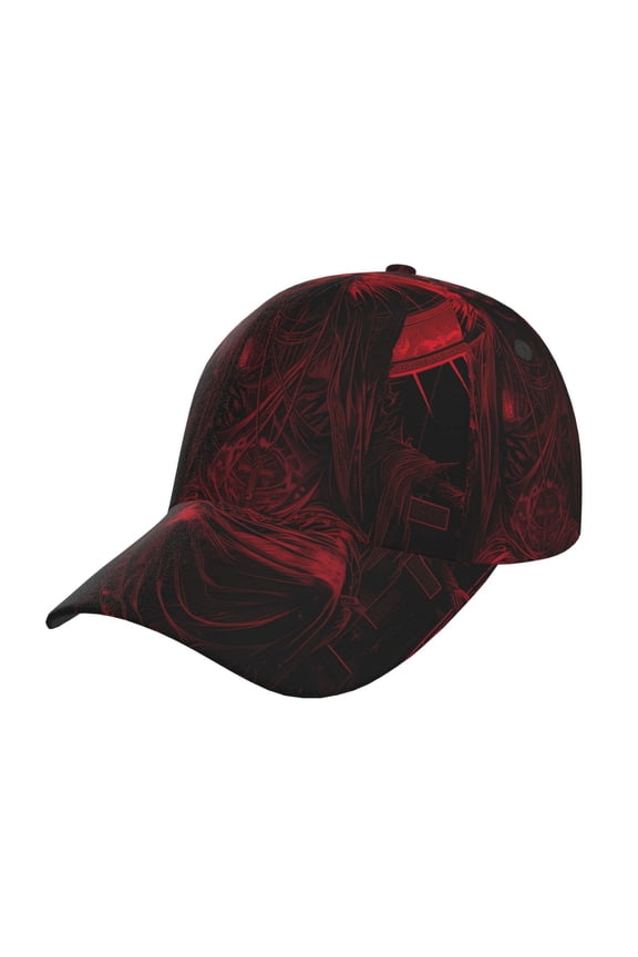 Unisex Red Gothic Skeleton Throne Pattern Baseball Cap Unisex Washed Classic Adjustable Hat