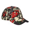 thumbnail image 1 of Kdxio Unisex Red Mushrooms Pattern Baseball Cap Unisex Washed Classic Adjustable Hat, 1 of 7