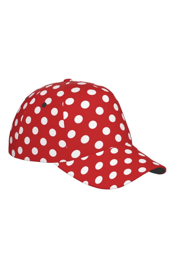 Unisex Red Polka Dot Pattern Baseball Cap Unisex Washed Classic Adjustable Hat