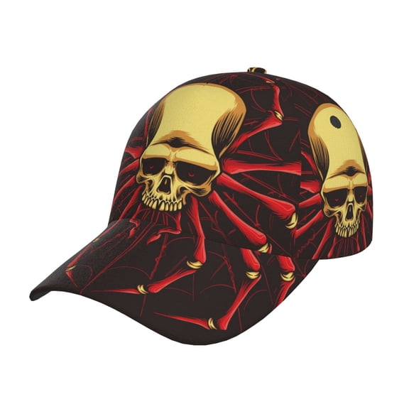 Kdxio Unisex Red Skull Spider Pattern Baseball Cap Unisex Washed Classic Adjustable Hat