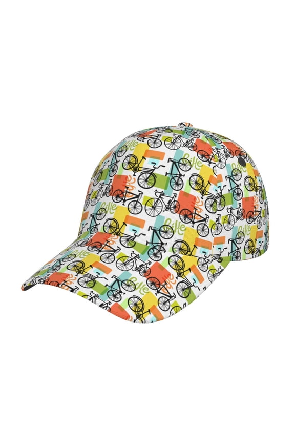 Unisex Retro Bike Pattern Baseball Cap Unisex Washed Classic Adjustable Hat
